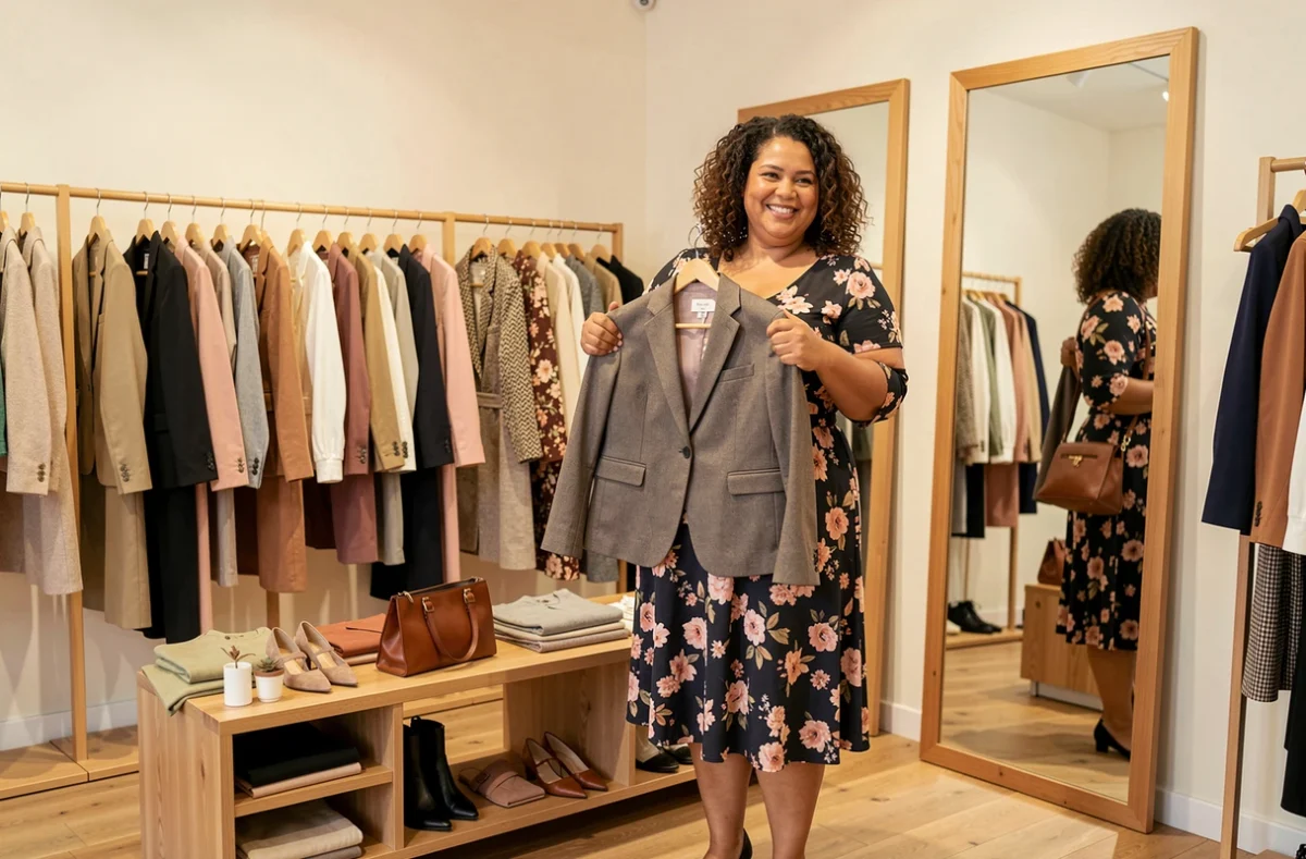 Boutique 46 et Plus à Sèvres spécialisée dans la mode grande taille avec robes et vestes stylées