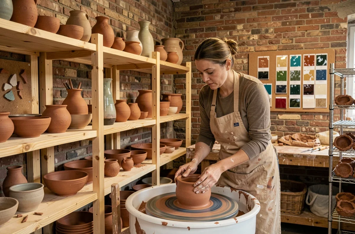 Atelier de céramique Terres d'Issy à Issy-les-Moulineaux avec poteries artisanales et tour de potier