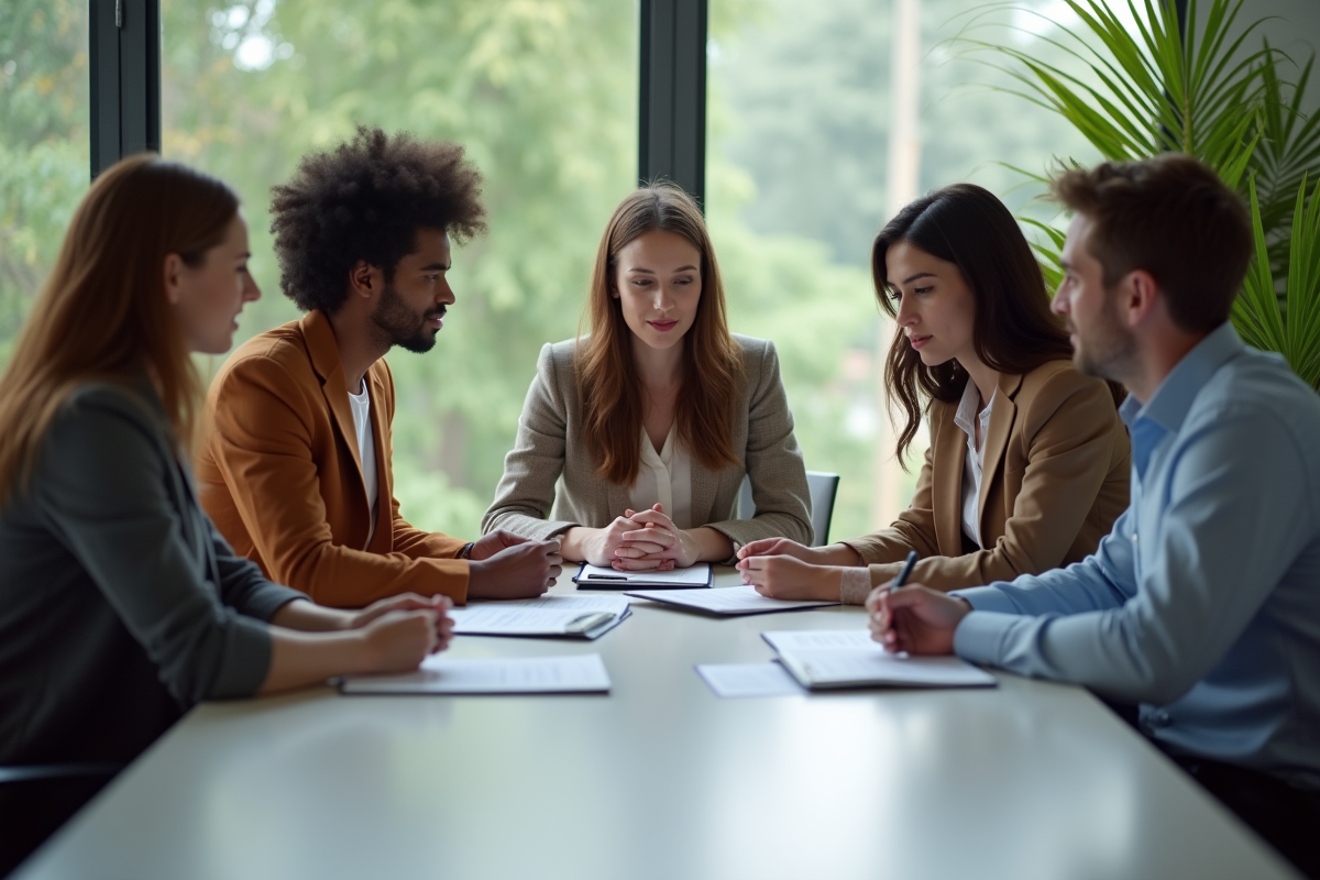 Groupe de mannequins discutant de leurs salaires autour d