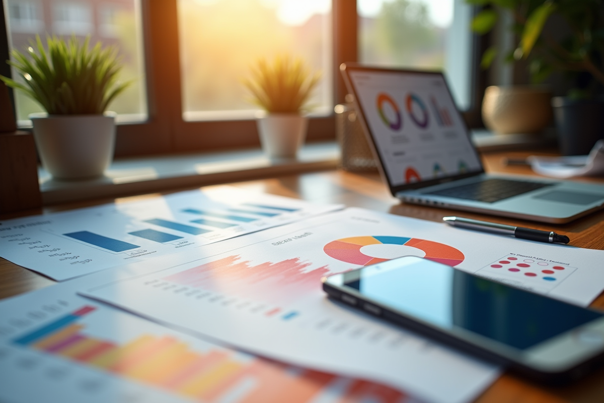 Bureau créatif avec rapports tendances et analyses sociales