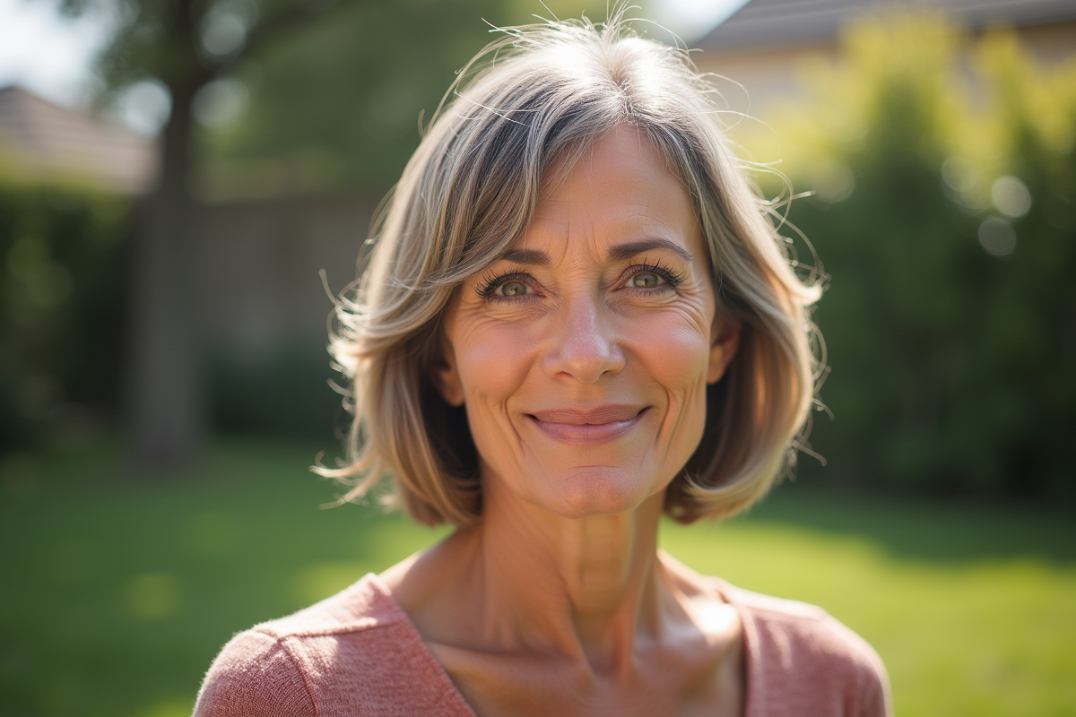 Femme confiante de 50 ans avec coupe classique