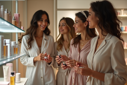 Femmes élégantes dans une boutique de beauté moderne