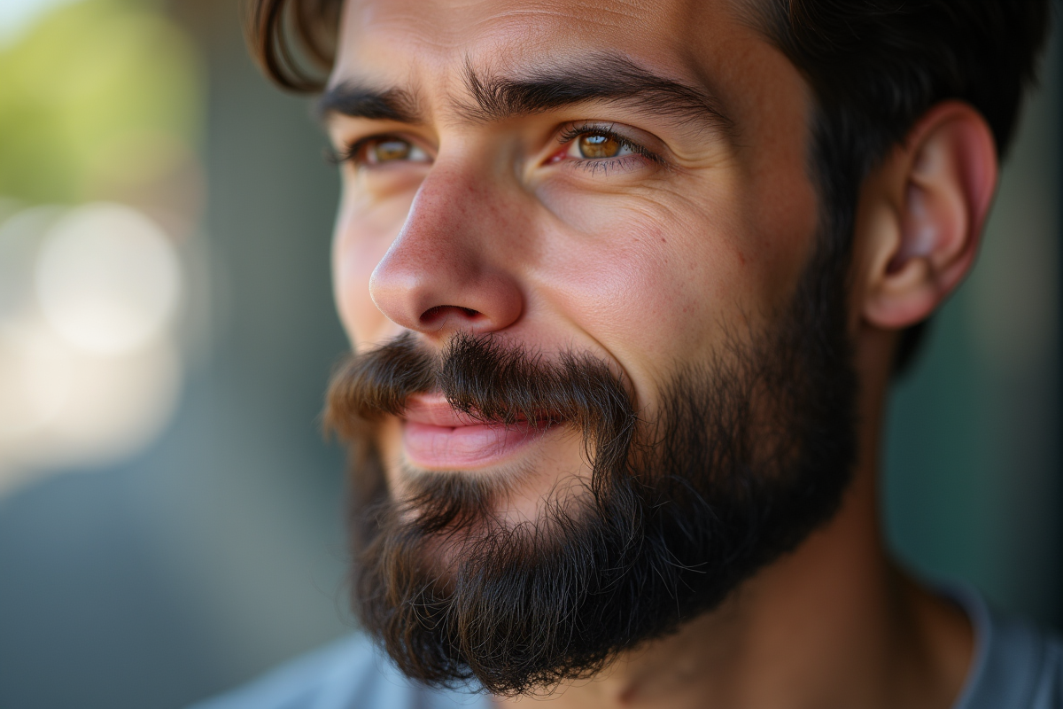 Portrait d'un homme confiant avec barbe Van Dyke bien stylée