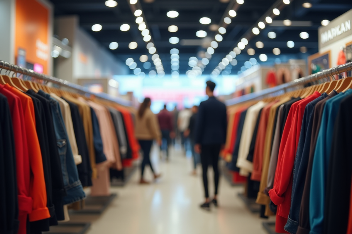 Magasin de mode rapide très lumineux et animé