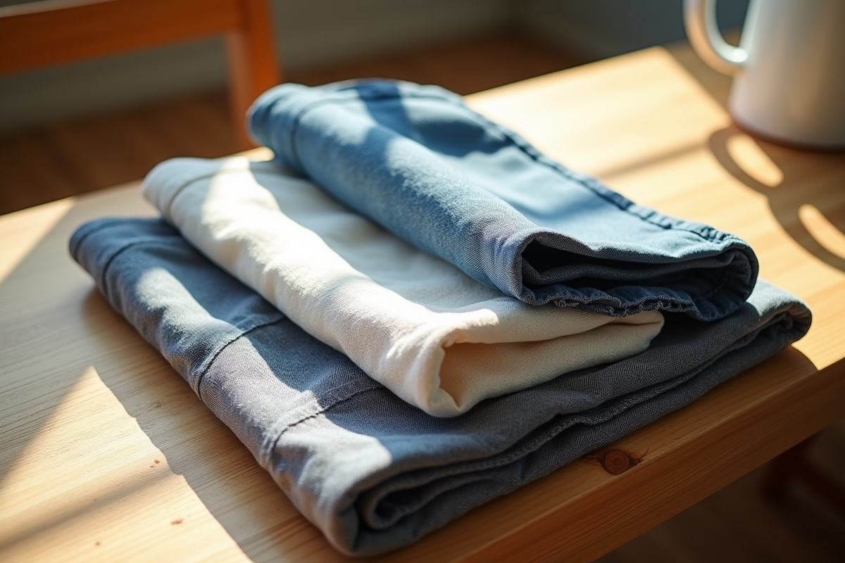Serviettes japonaises pliées en tissu naturel